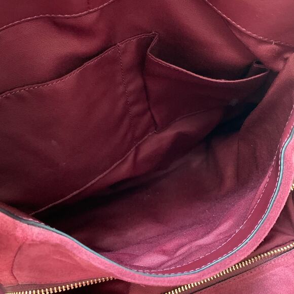 COACH MADISON Burgundy Leather & Suede PHOEBE Shoulder Bag Hobo F38415 - Picture 12 of 16